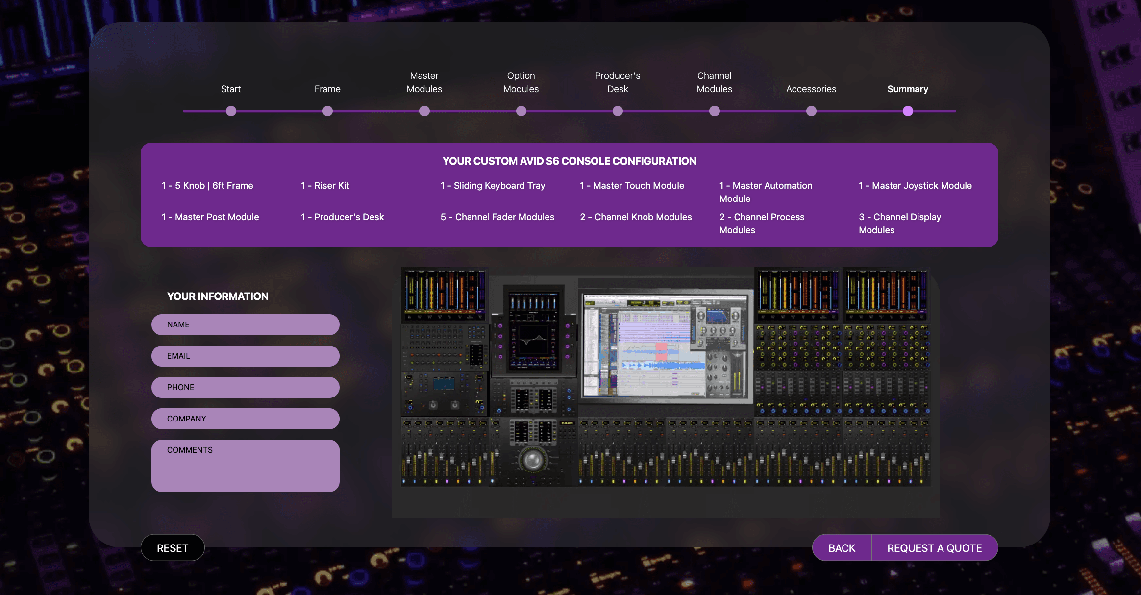 AVID console configurator