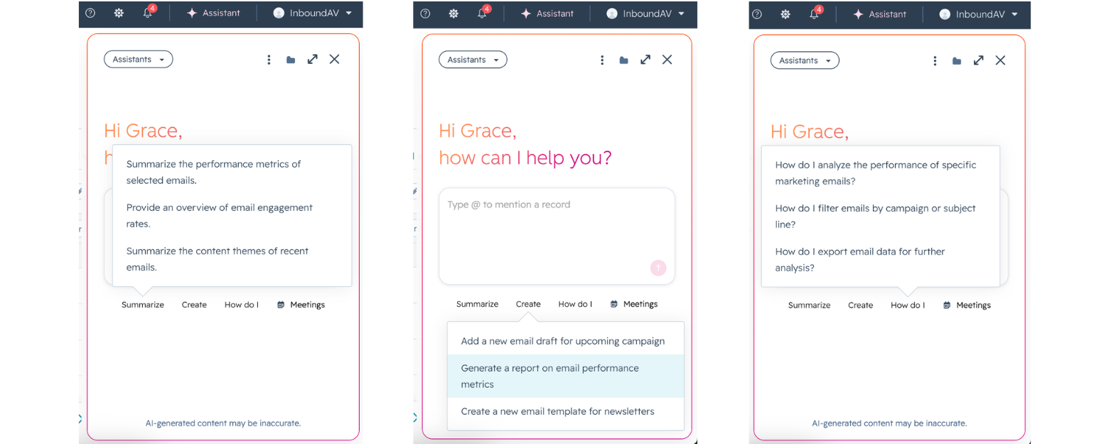 AI Assistant Screenshots